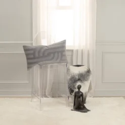 14"x26" Oversized Solid Striped Lumbar Throw Pillow Cover Gray - Rizzy Home