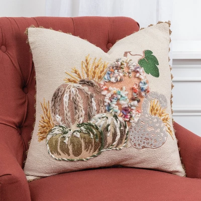 20"x20" Oversize Gourds Square Throw Pillow Cover Beige - Rizzy Home 1 20"x20" Oversize Gourds Square Throw Pillow Cover Beige - Rizzy Home
