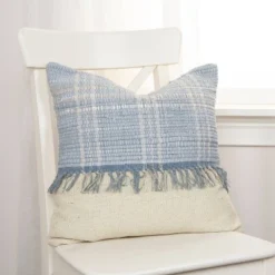 18"x18" Polyester Filled Color Blocked Square Throw Pillow Blue - Rizzy Home 7 18"x18" Polyester Filled Color Blocked Square Throw Pillow Blue - Rizzy Home -Online Home Decor GUEST ae7b5f25 befc 4ad3 9d19 24c787b950a9