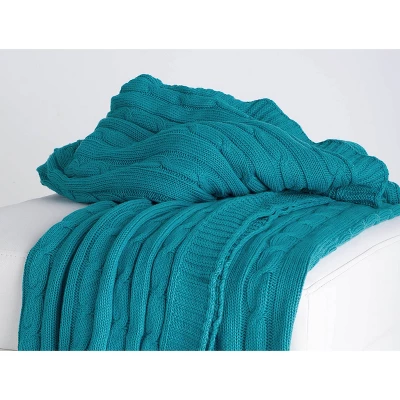 50"x60" Cable Knit Throw Blanket - Rizzy Home 2 50"x60" Cable Knit Throw Blanket - Rizzy Home - Image 2