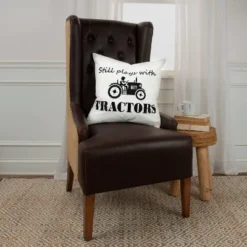 20"x20" Oversize Tractors Poly Filled Square Throw Pillow - Rizzy Home: Cotton Canvas, Indoor Sofa Accent, Hidden Zipper Closure -Online Home Decor GUEST b4b87fe7 019b 4c83 8306 e64fa7e5d37d