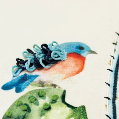 20"x20" Oversize Cactus Birds Poly Filled Square Throw Pillow - Rizzy Home: Embroidered, Indoor Decorative 2 20"x20" Oversize Cactus Birds Poly Filled Square Throw Pillow - Rizzy Home: Embroidered, Indoor Decorative - Image 2