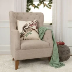 20"x20" Oversize Squirrel Square Throw Pillow Cover Light Beige - Rizzy Home -Online Home Decor GUEST bafae015 9c08 453b b018 8985cebde190