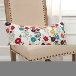 14"x26" Oversized Floral Lumbar Throw Pillow Cover Red - Rizzy Home -Online Home Decor GUEST bd3fec40 a45a 48ab b77c b390551f5141