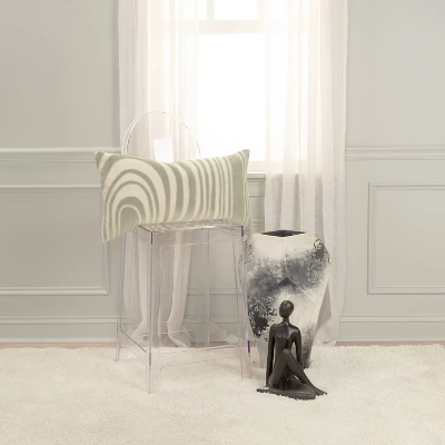 14"x26" Oversized Striped Poly Filled Lumbar Throw Pillow Green - Rizzy Home 1 14"x26" Oversized Striped Poly Filled Lumbar Throw Pillow Green - Rizzy Home