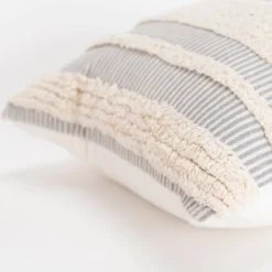 14"x20" Oversize Striped Poly Filled Lumbar Throw Pillow Gray - Rizzy Home