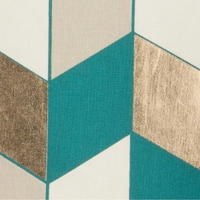 20"x20" Geometric Diamond Throw Pillow Teal - Rizzy Home 1 20"x20" Geometric Diamond Throw Pillow Teal - Rizzy Home