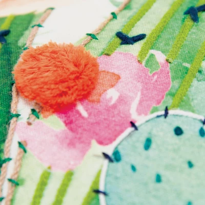 20"x20" Oversize Cactus Birds Poly Filled Square Throw Pillow - Rizzy Home: Embroidered, Indoor Decorative 1 20"x20" Oversize Cactus Birds Poly Filled Square Throw Pillow - Rizzy Home: Embroidered, Indoor Decorative