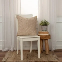 20"x20" Oversize Modern Industrial Square Throw Pillow Cover Beige - Rizzy Home -Online Home Decor GUEST c4c722ae e32a 4125 9e98 640c4a7d0551