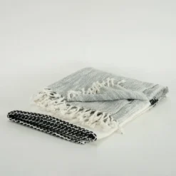 50"x60" Color Block With Striped Throw Blanket - Rizzy Home -Online Home Decor GUEST cc2569c7 a27e 440c 839f 08dad8b5e234