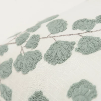 20"x20" Oversize Botanical Poly Filled Square Throw Pillow Gray - Rizzy Home 2 20"x20" Oversize Botanical Poly Filled Square Throw Pillow Gray - Rizzy Home - Image 2