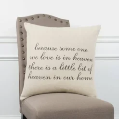 20"x20" Oversize 'Heaven In Our Home' Quote Poly Filled Square Throw Pillow Neutral - Rizzy Home -Online Home Decor GUEST cd920c5b 6d58 491e ae9e db2281bf8a77