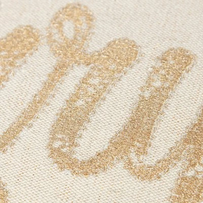 18"x18" Poly Filled 'Be Merry' Square Throw Pillow Beige - Rizzy Home 1 18"x18" Poly Filled 'Be Merry' Square Throw Pillow Beige - Rizzy Home