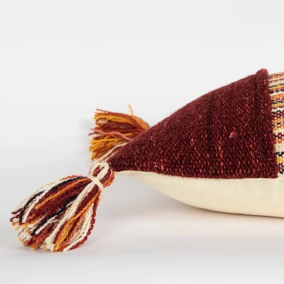 14"x26" Oversized Panel Striped Lumbar Throw Pillow Cover Red - Rizzy Home 4 14"x26" Oversized Panel Striped Lumbar Throw Pillow Cover Red - Rizzy Home - Image 4