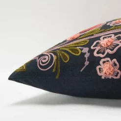 20"x20" Oversize Floral Square Throw Pillow Cover Black - Rizzy Home -Online Home Decor GUEST d6c71d2c 0959 475a a8fc aff901144338