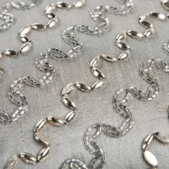 12"x12" Striped Square Throw Pillow Silver - Rizzy Home: Beaded, Cotton, Indoor Decor