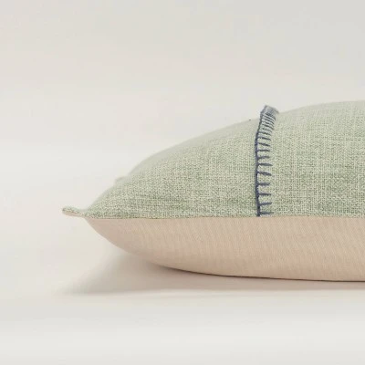 14"x26" Oversized Solid Lumbar Throw Pillow Cover Green - Rizzy Home 3 14"x26" Oversized Solid Lumbar Throw Pillow Cover Green - Rizzy Home - Image 3