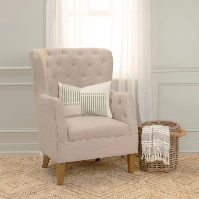 14"x20" Oversize Striped Poly Filled Lumbar Throw Pillow Green - Rizzy Home 1 14"x20" Oversize Striped Poly Filled Lumbar Throw Pillow Green - Rizzy Home