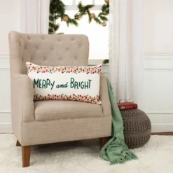 14"x26" Oversized Merry And Bright' Lumbar Throw Pillow Cover - Rizzy Home -Online Home Decor GUEST e175f4a0 ea0e 4b3b 97d5 037c492853ee