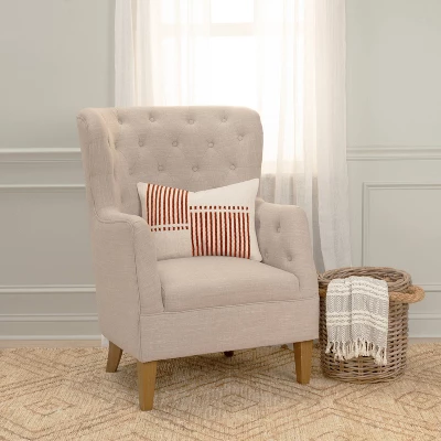 14"x20" Oversize Striped Lumbar Throw Pillow Cover Terracotta - Rizzy Home 1 14"x20" Oversize Striped Lumbar Throw Pillow Cover Terracotta - Rizzy Home