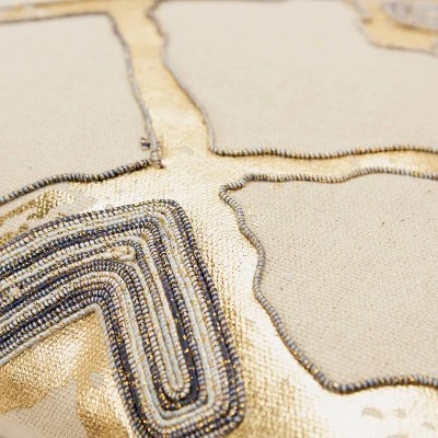 Geometric Poly Filled Throw Pillow Gold - Rizzy Home: Luxury Glam Decor, Cotton Canvas, Indoor Square Cushion 1 Geometric Poly Filled Throw Pillow Gold - Rizzy Home: Luxury Glam Decor, Cotton Canvas, Indoor Square Cushion