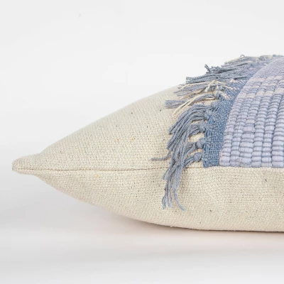 18"x18" Polyester Filled Color Blocked Square Throw Pillow Blue - Rizzy Home 3 18"x18" Polyester Filled Color Blocked Square Throw Pillow Blue - Rizzy Home - Image 3