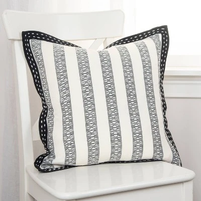 18"x18" Poly Filled Striped Square Throw Pillow - Rizzy Home 4 18"x18" Poly Filled Striped Square Throw Pillow - Rizzy Home - Image 4