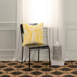 20"x20" Oversize Abstract Square Throw Pillow Cover Yellow - Rizzy Home