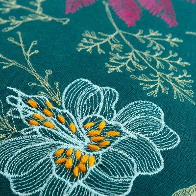 20"x20" Oversize Floral Square Throw Pillow Cover Teal - Rizzy Home 3 20"x20" Oversize Floral Square Throw Pillow Cover Teal - Rizzy Home - Image 3