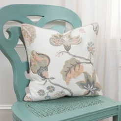 20"x20" Oversize Floral Leaves Poly Filled Square Throw Pillow - Rizzy Home: Cotton Canvas, Indoor Decor, Hidden Zipper -Online Home Decor GUEST fe798c22 8d83 4f24 9572 a3463ad95793